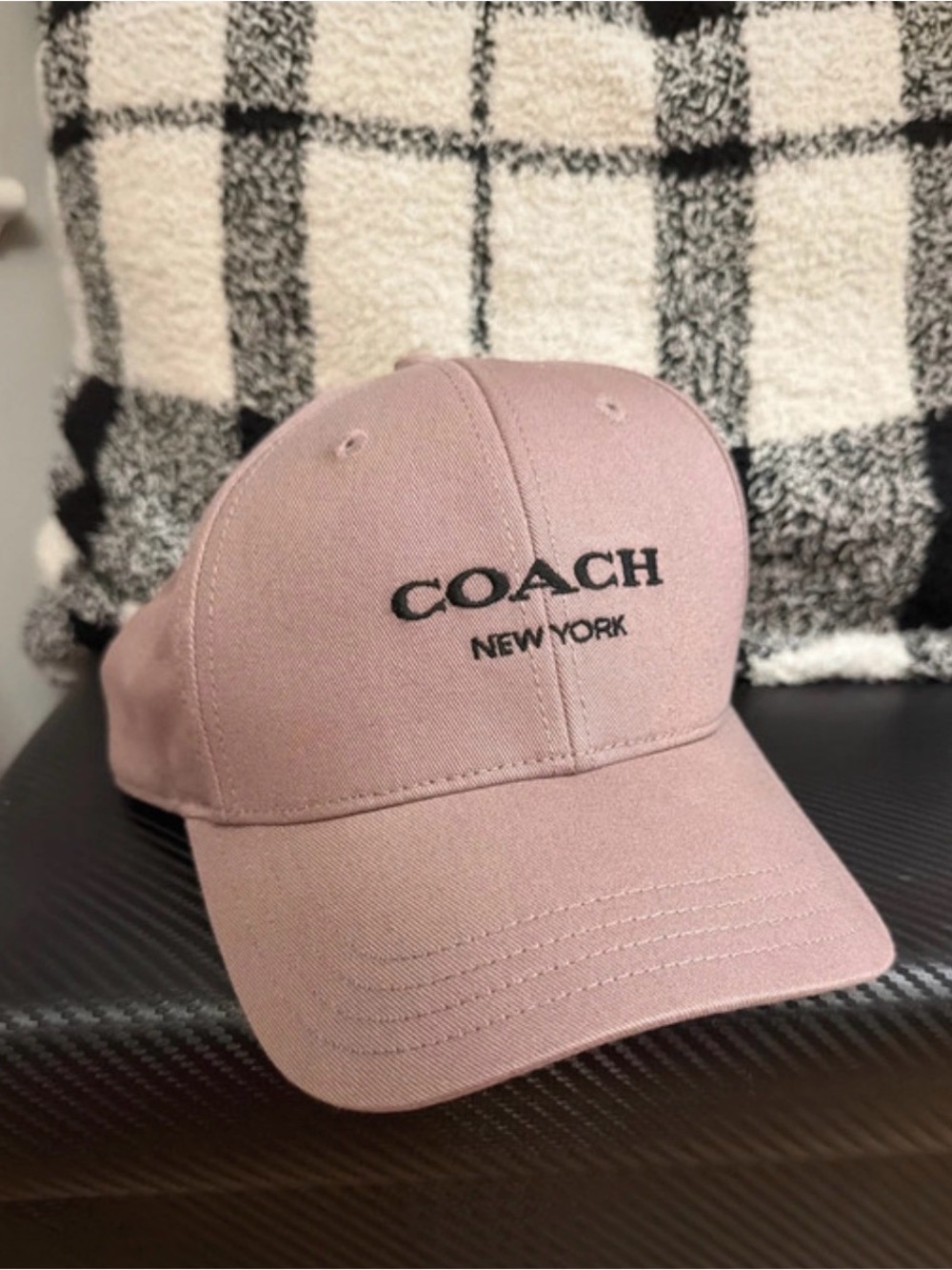COACH Dusty Pink Embroidered Logo Baseball Hat Style# CAA64